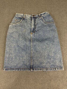 Vintage West Blue Womens Light Wash High-Waisted Denim Skirt 14